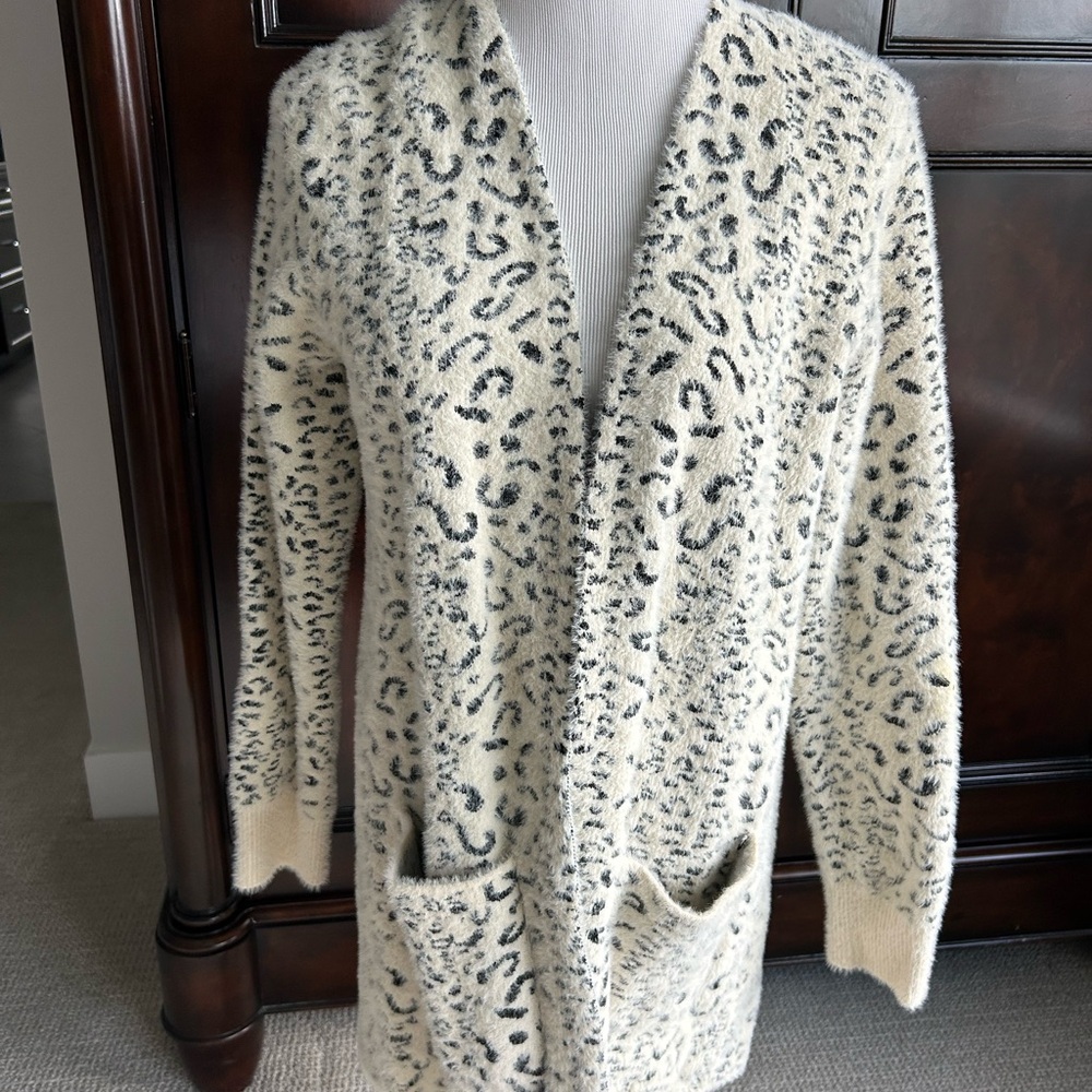Evolution long Knit Sweater in Cream and Gray- so soft!